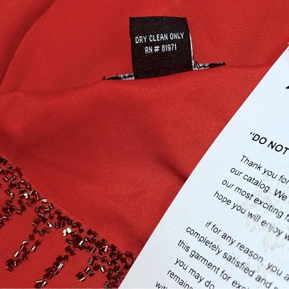 ASHRO Bead Trimmed Georgette Tangerine Orange Midi Skirt Set Wedding Guest Dress - Picture 14 of 16